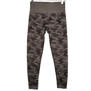 Gymshark Adapt Seamless High Waisted Womens Camo Leggings Size Small Gray Black